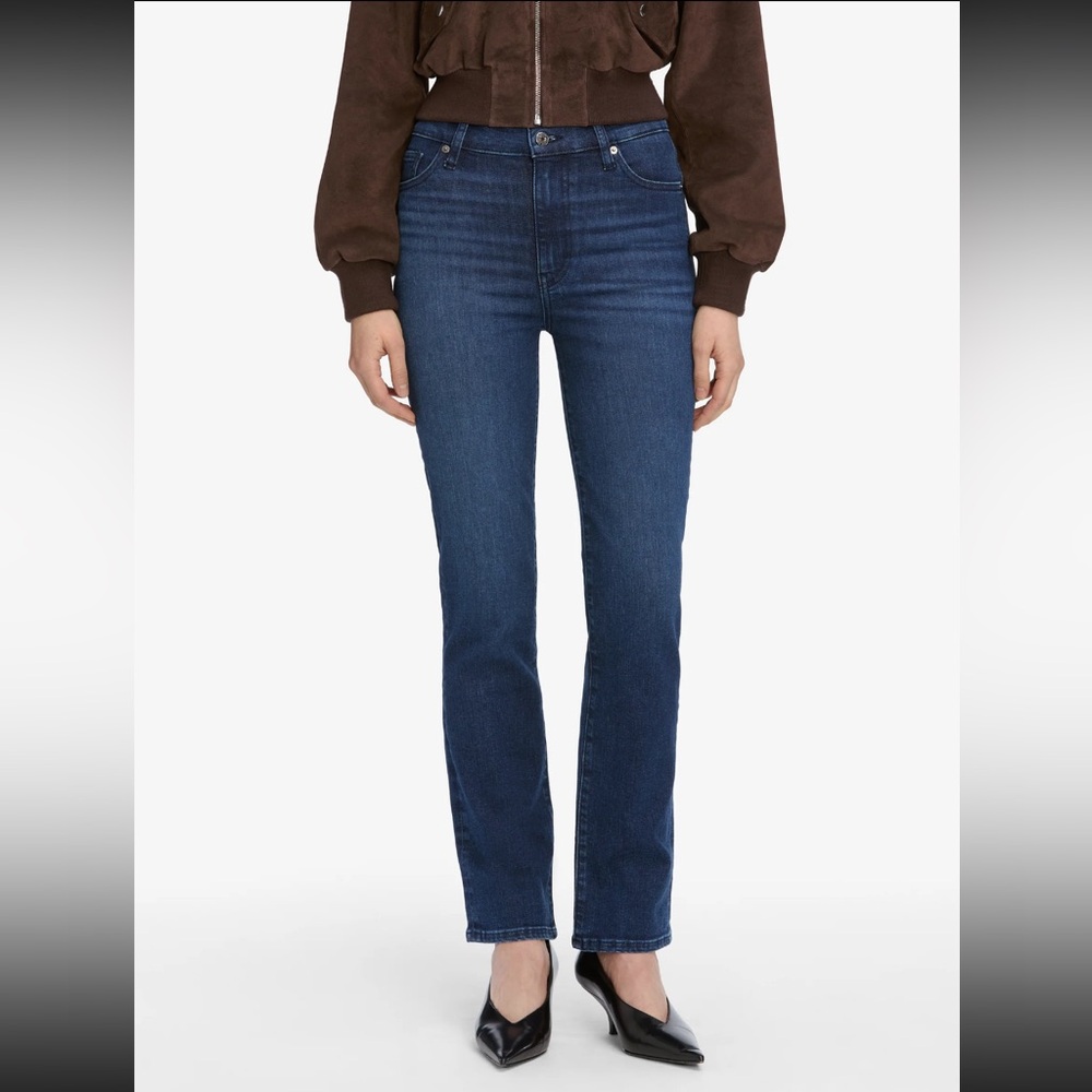 FRAME Le Sleek Straight Jeans Size 31 Dark Wash Women's High Rise Stretch Denim